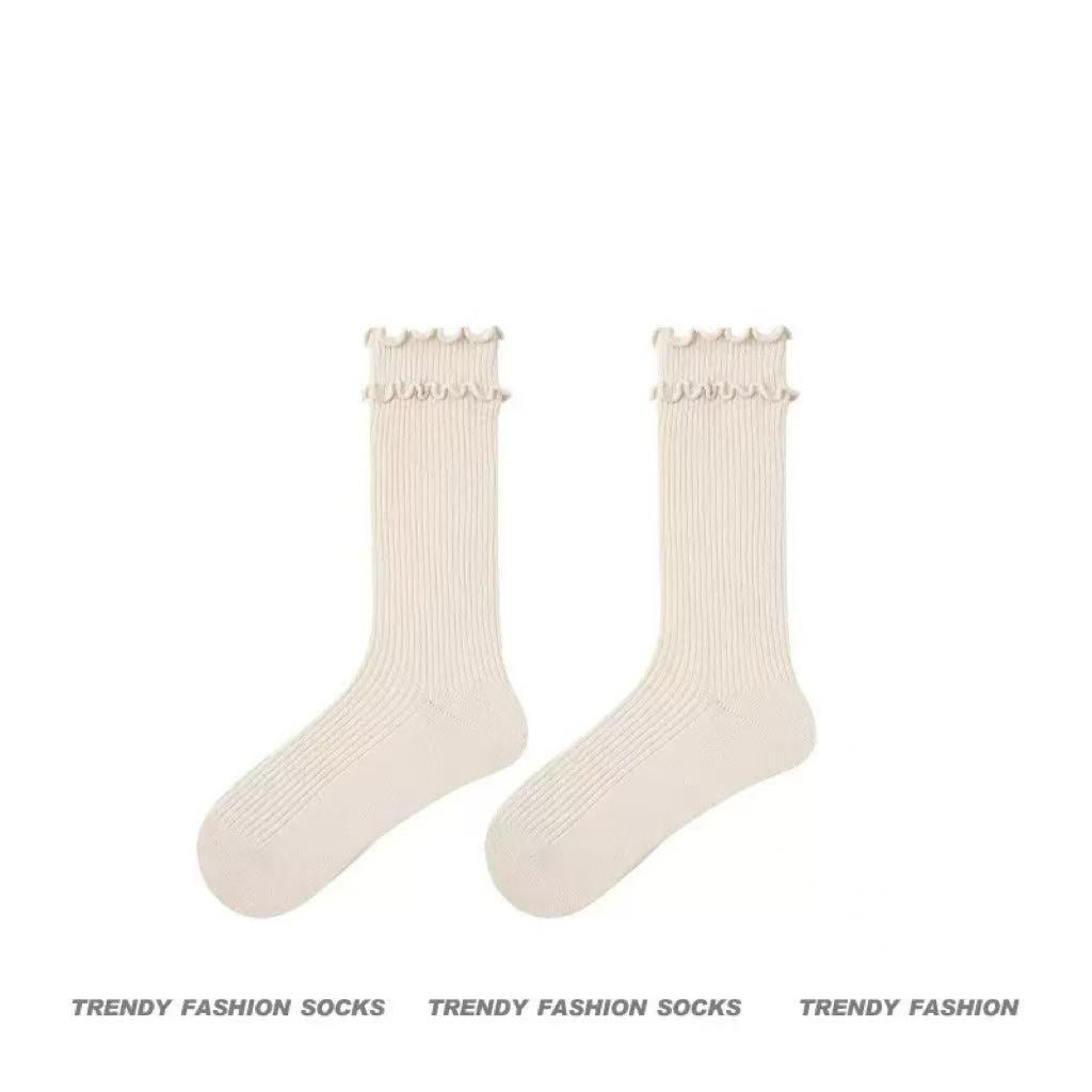 3-Pack Solid Color Lace Socks