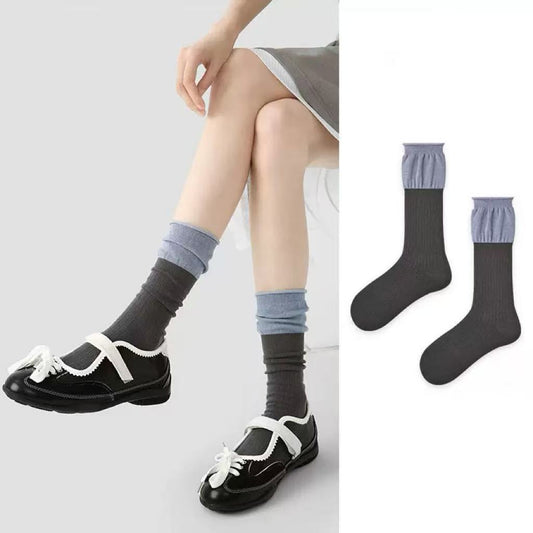 2-Pack Color-crossing stacked socks