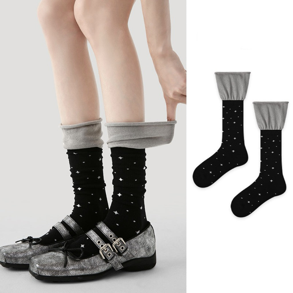 2-Pack Color-crossing stacked socks