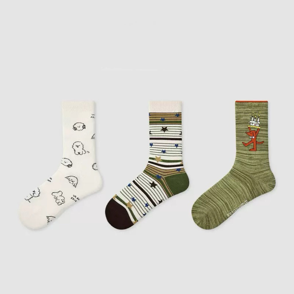 3-Pack Cartoon Puppy Socks