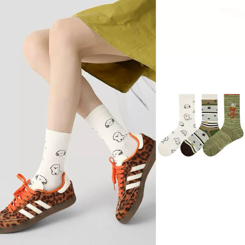 3-Pack Cartoon Puppy Socks