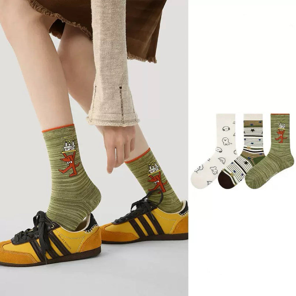3-Pack Cartoon Puppy Socks