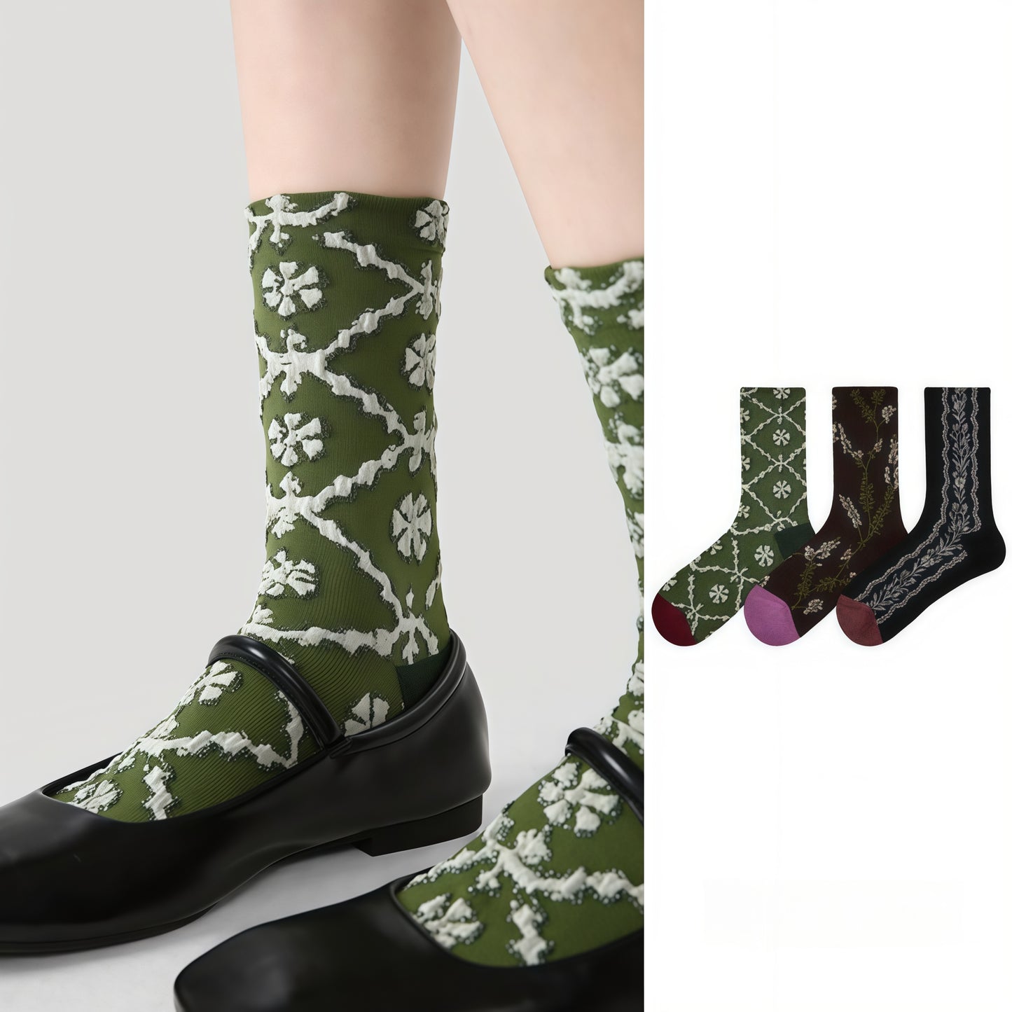 3-Pack New Chinese Ink Painting Socks