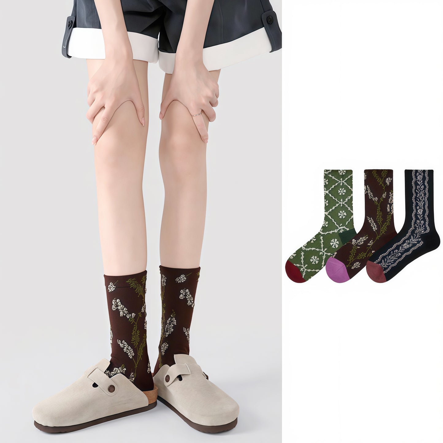 3-Pack New Chinese Ink Painting Socks