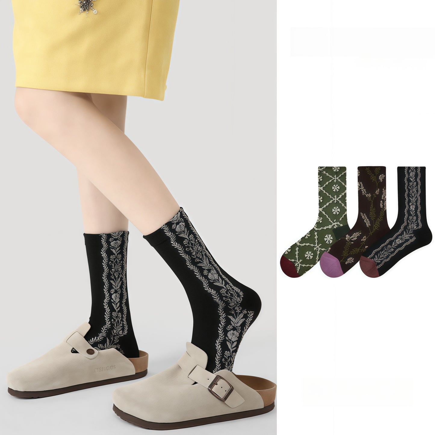 3-Pack New Chinese Ink Painting Socks