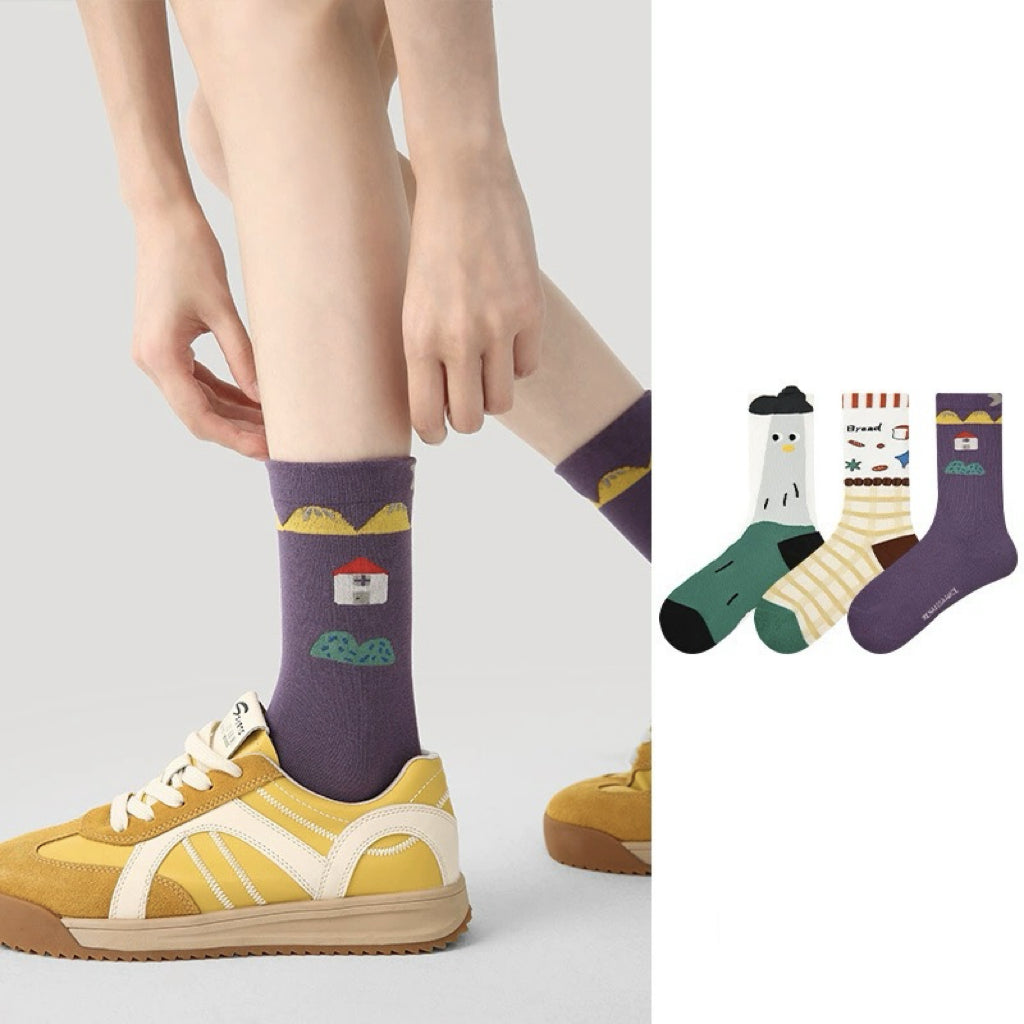 3-Pack Cartoon Socks