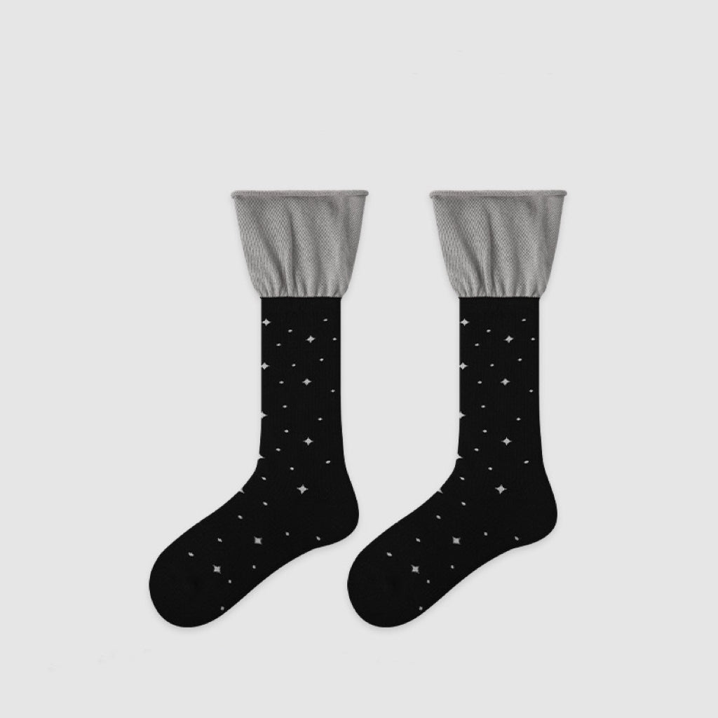 2-Pack Color-crossing stacked socks