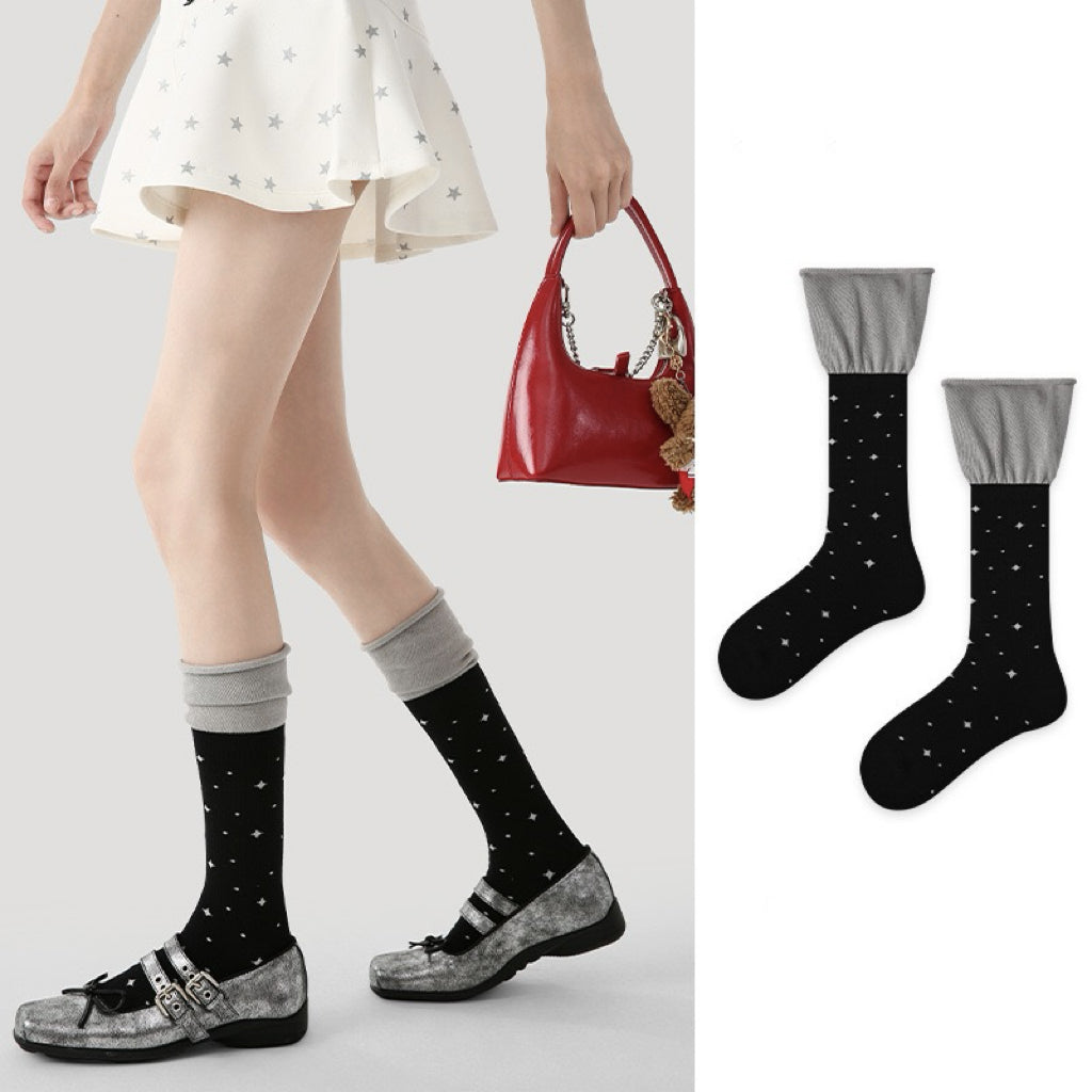 2-Pack Color-crossing stacked socks