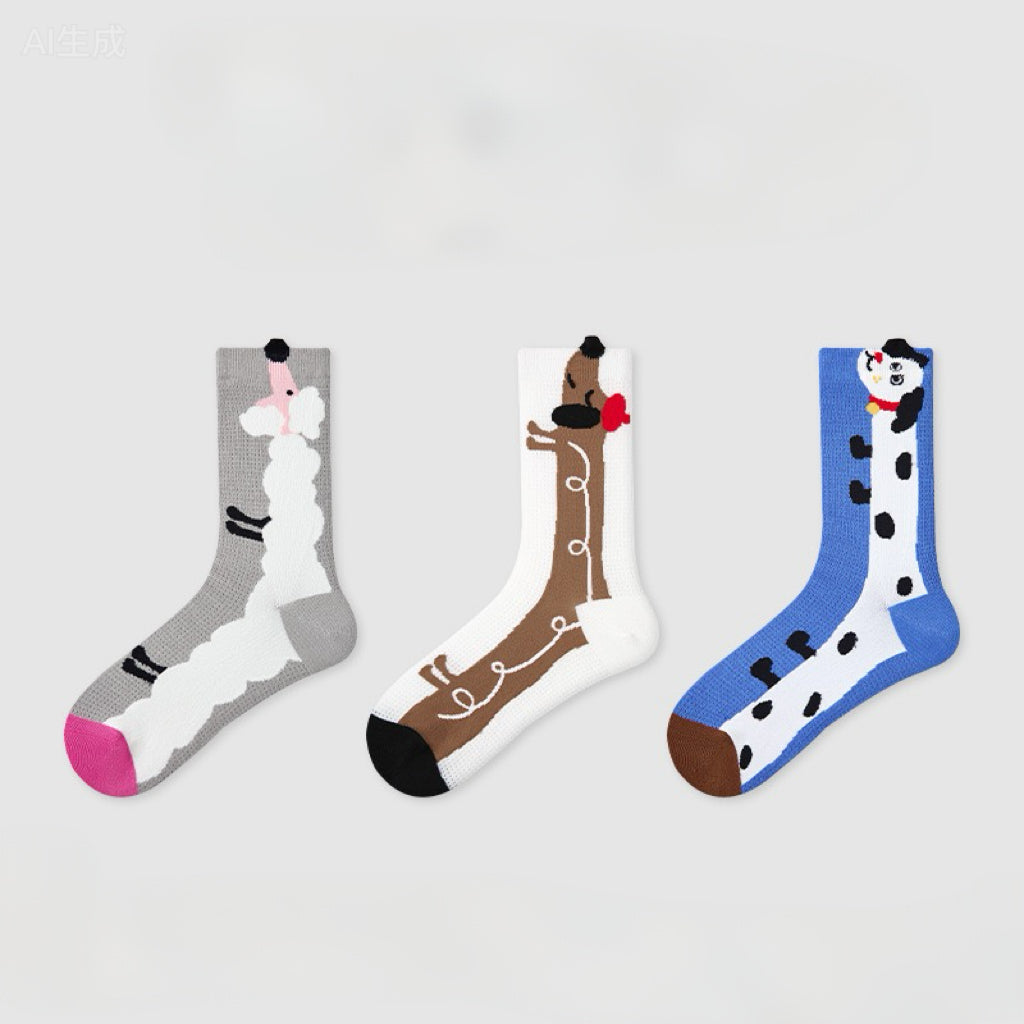 3-Pack Animal-Print Cute Socks