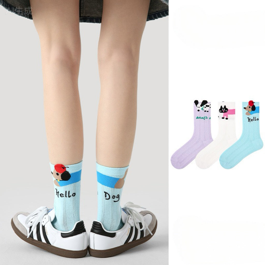 3-Pack Animal-Print Cute Socks