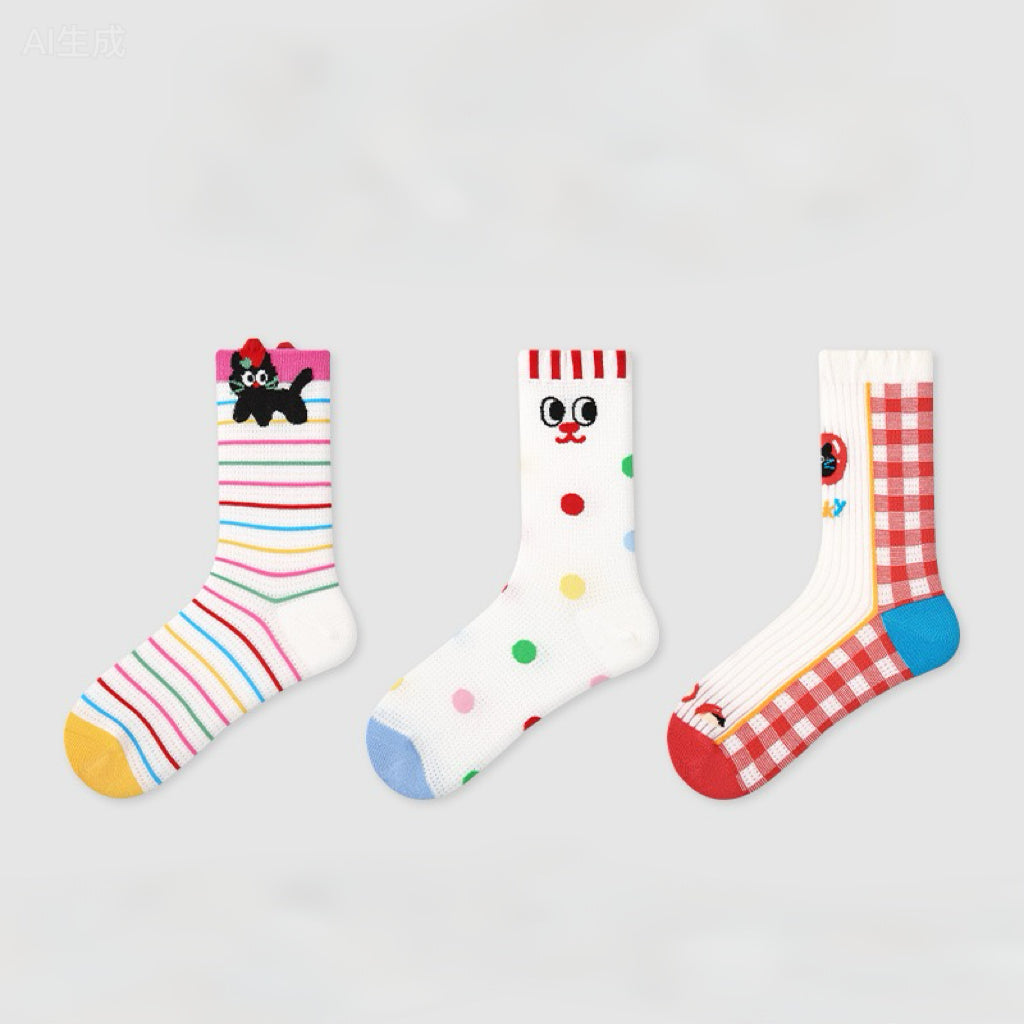 3-Pack Animal-Print Cute Socks