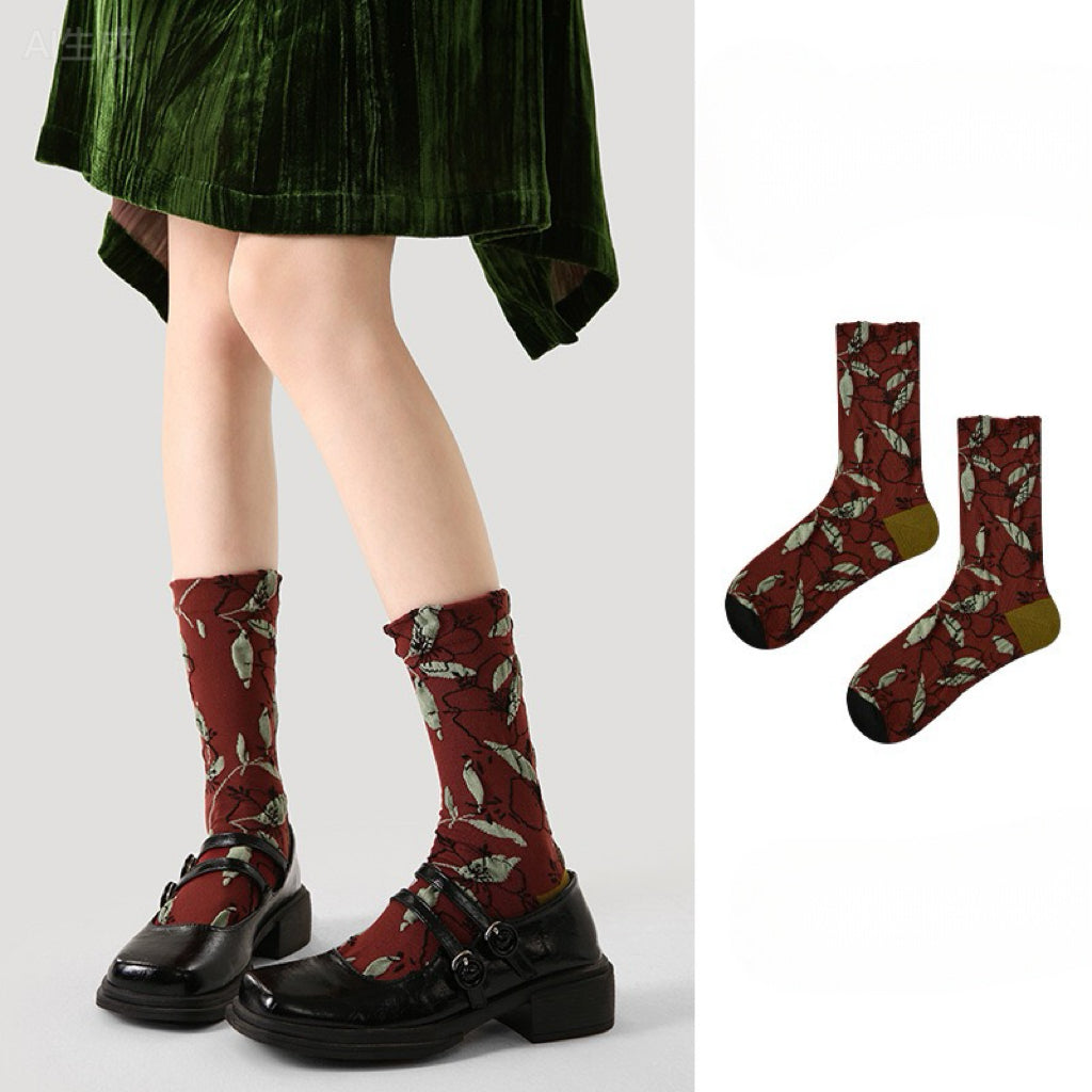 1-Pack Retro Relief Patterned Socks