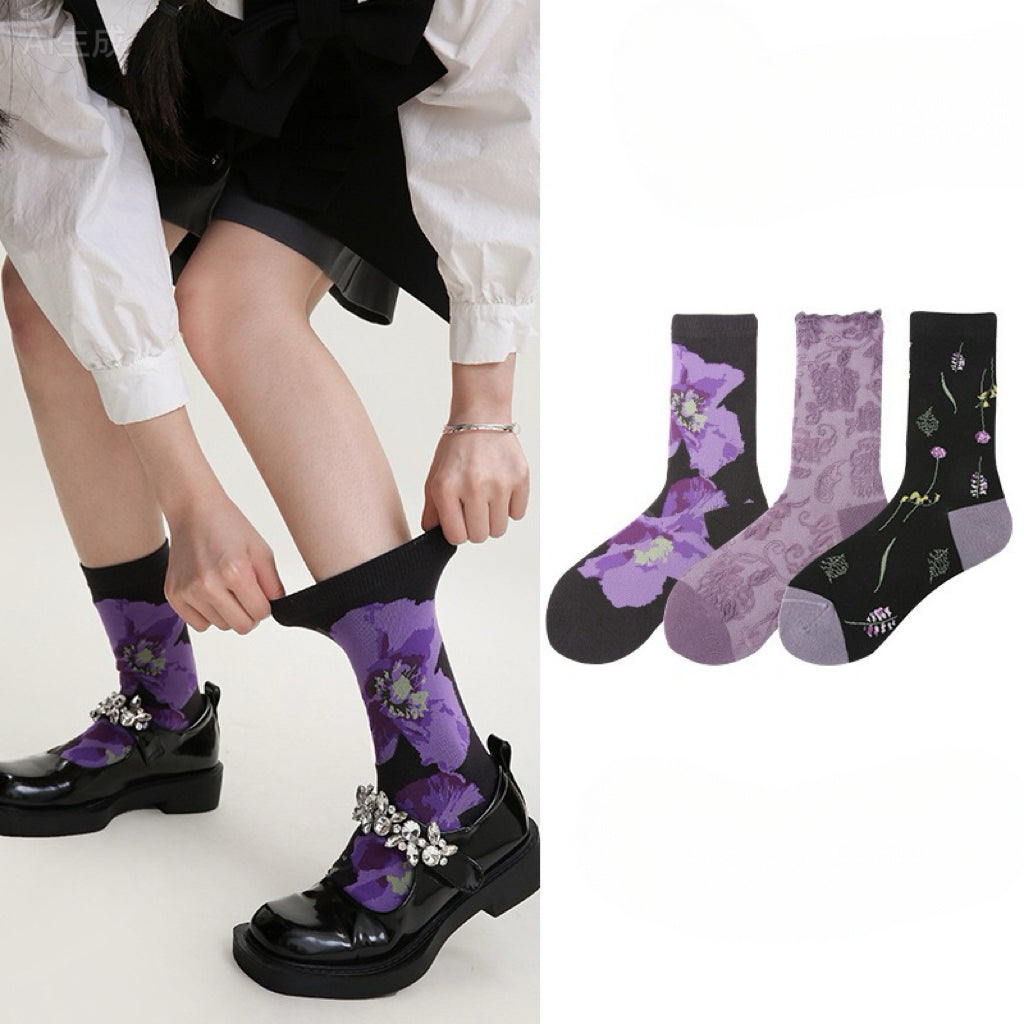 3-Pack Embossed Mid-Calf Socks