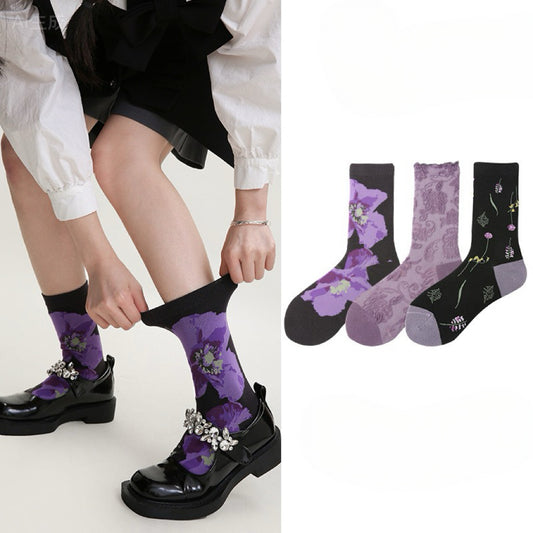 3-Pack Embossed Mid-Calf Socks