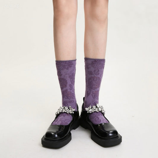 3-Pack Embossed Mid-Calf Socks