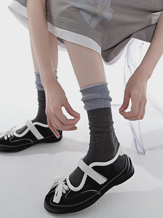 2-Pack Color-crossing stacked socks